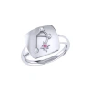 Luvmyjewelry Libra Pink Tourmaline & Diamond Signet Ring In Sterling Silver