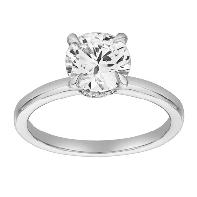 Luvmyjewelry Lila 14k Gold Round Lab Grown Diamond Hidden Halo Ring - 1.5 Ct In Silver