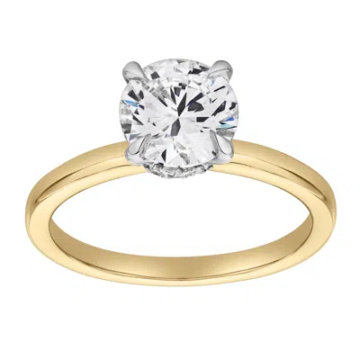 Luvmyjewelry Lila 14k Gold Round Lab Grown Diamond Hidden Halo Ring - 1.5 Ct In Yellow