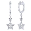 LUVMYJEWELRY LUVMYJEWELRY LITTLE STAR LUCKY STAR STERLING SILVER DIAMOND HOOP EARRING