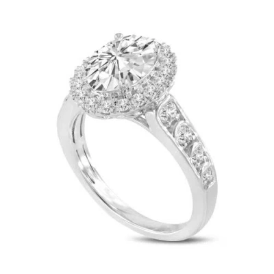 Luvmyjewelry Lucia 14k White Gold Oval Lab Grown Diamond Halo Engagement Ring