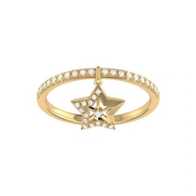Luvmyjewelry Lucky Star Silver Diamond Charm Ring In 14kt Gold Vermeil On Sterling