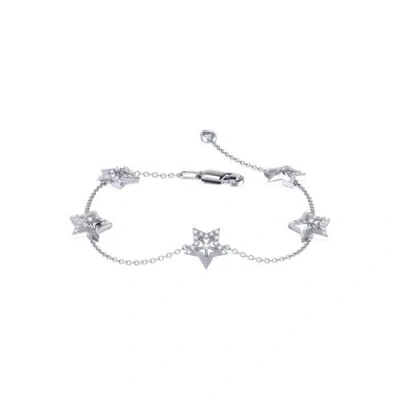 Luvmyjewelry Lucky Star Diamond Bracelet In Sterling Silver In White