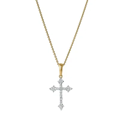 Luvmyjewelry Lumina Cross Diamond Pendant In 14k Gold In Yellow