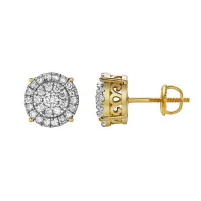 Luvmyjewelry Luminelle 10k Yellow Gold Cluster Diamond Unisex Earrings