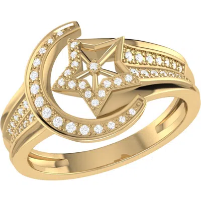 Luvmyjewelry Luna Comet Sterling Silver Diamond Ring In 14kt Gold Vermeil On Sterling