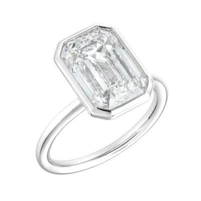 Luvmyjewelry Alessia 14k Gold Emerald Cut Lab Grown Diamond Bezel Solitaire Engagement Ring In Metallic