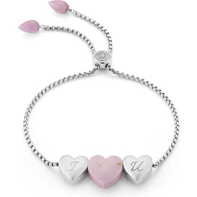 Luvmyjewelry Luv Me Love Heart Phosphodorite Gemstone Sterling Silver Bolo Adjustable Women Bracelet