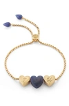 Luvmyjewelry Luv Me Heart Sodalite Slide Bracelet In Gold