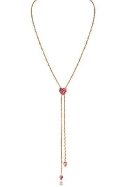 Luvmyjewelry Luv Me Lace Thulite Slide Y-necklace In Gold