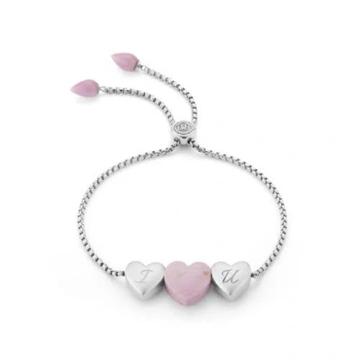 Luvmyjewelry Luv Me Love Heart Phosphodorite Gemstone Sterling Silver Bolo Adjustable Women Bracelet