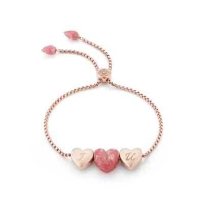 Luvmyjewelry Luv Me Love Heart Thulite Gemstone Rose Gold Plated Sterling Silver Bracelet In 14kt Rose Gold Vermeil
