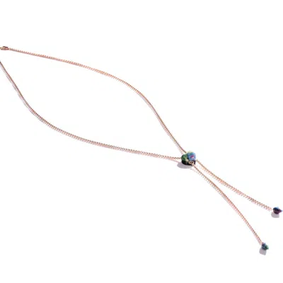 Luvmyjewelry Luv Me Ruby Fuchsite Gemstone Rose Gold Plated Silver Adjustable Heart Women Necklace In 14kt Rose Gold Vermeil