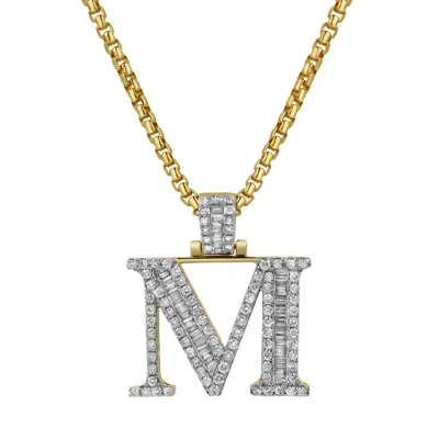 Luvmyjewelry M Initial Diamond Pendant 10k Yellow Gold - 1.07 Carats