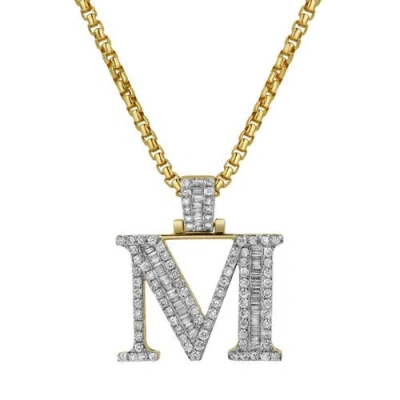 Luvmyjewelry M Initial Diamond Pendant 10k Yellow Gold