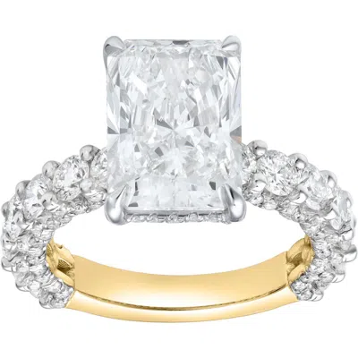 Luvmyjewelry Maelis 14k Gold Radiant Lab Grown Diamond Hidden Halo Engagement Ring In Metallic