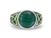 Luvmyjewelry Malachite Sterling Silver Men Signet Ring With Enamel In Green
