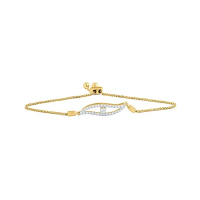 Luvmyjewelry Mandorla Bolo Adjustable Diamond Bracelet In 14k Gold In 14k Yellow Gold
