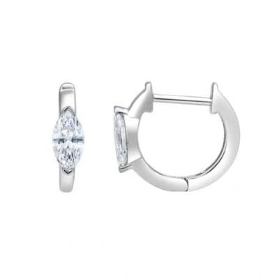 Luvmyjewelry Marquise Muse 14k Gold Lab Grown Diamond Huggies In Metallic