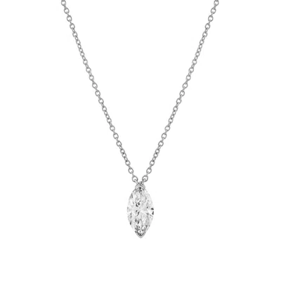 Luvmyjewelry Marquise Muse 14k Gold Lab Grown Diamond Necklace In Silver