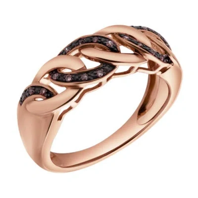 Luvmyjewelry Marvella Sterling Silver 0.07 Ct Diamond Link Ring In Gold