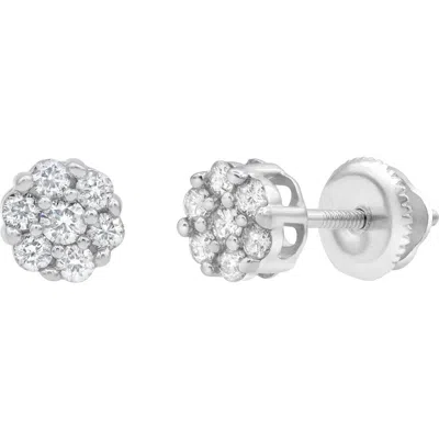 Luvmyjewelry Meadow 0.25 Ct Tw Lab Grown Diamond Cluster Studs 14k White Gold Earrings In Silver