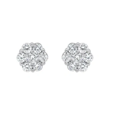 Luvmyjewelry Meadow 0.75 Ct Tw Lab Grown Diamond Cluster Studs 14k Gold Earrings In Silver