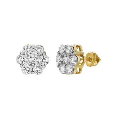 Luvmyjewelry Meadow 14k Yellow Gold Cluster Lab Grown Diamond Unisex Earrings - 2.22 Cts