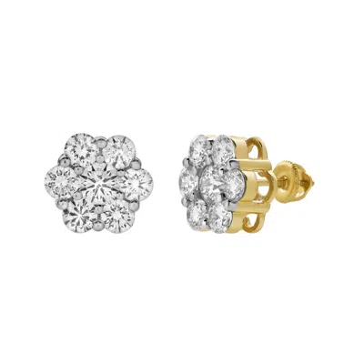 Luvmyjewelry Meadow 14k Yellow Gold Cluster Lab Grown Diamond Unisex Earrings - 2.79 Cts