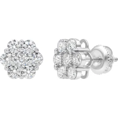 Luvmyjewelry Meadow 2.55 Ct Tw Lab Grown Diamond Cluster Studs 14k Gold Earrings In Metallic