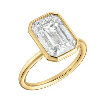 Luvmyjewelry Lunessa 14k Gold Emerald Cut Lab Grown Diamond Bezel Solitaire Engagement Ring