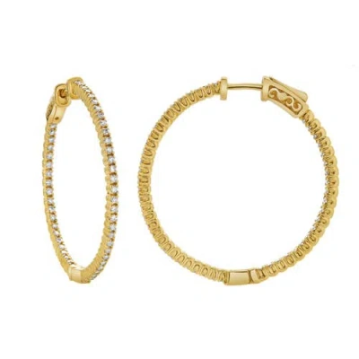 Luvmyjewelry Mericius 14k Yellow Gold Diamond Hoopearrings
