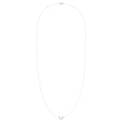 LUVMYJEWELRY MIDNIGHT CRESCENT LAYERED STERLING SILVER DIAMOND NECKLACE