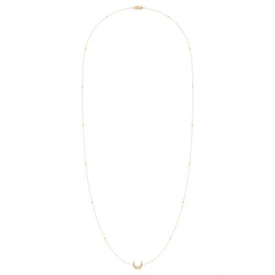 LUVMYJEWELRY LUVMYJEWELRY MIDNIGHT CRESCENT LAYERED STERLING SILVER DIAMOND NECKLACE