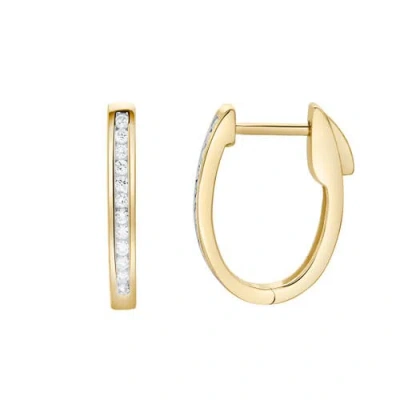 Luvmyjewelry Midsummer Pave Square Shape Diamond Drop Huggie Hoop Earrings In 14k Gold