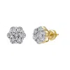 Luvmyjewelry Mini 10k Yellow Gold Diamond Cluster Earrings - 0.08ct. In Yellow
