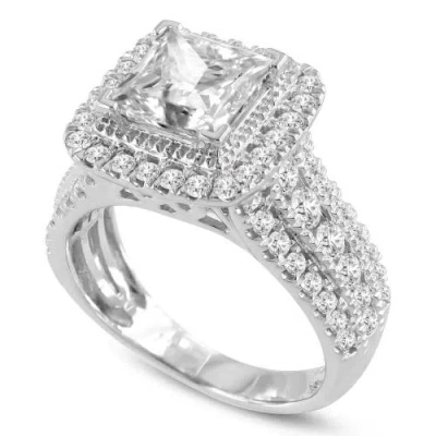 Luvmyjewelry Miroslava 14k White Gold Princess Cut Lab Grown Diamond Halo Engagement Ring
