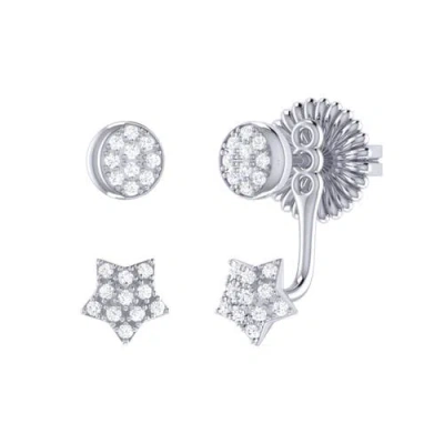 Luvmyjewelry Moon Transformation Star Sterling Silver Diamond Stud Earring