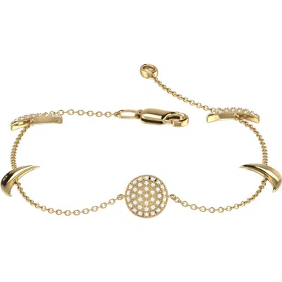 Luvmyjewelry Moonlit Sterling Silver Diamond Bracelet In Yellow