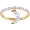 Luvmyjewelry Moonlit Sterling Silver Diamond Charm Ring In 14kt Gold Vermeil On Sterling