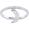 Luvmyjewelry Moonlit Sterling Silver Diamond Charm Ring