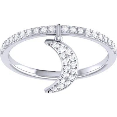 Luvmyjewelry Moonlit Sterling Silver Diamond Charm Ring