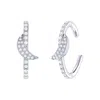 Luvmyjewelry Moonlit Diamond Ear Cuffs In Sterling Silver In Metallic