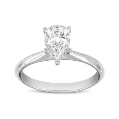 Luvmyjewelry Nadine 14k White Gold Pear Lab Grown Diamond Solitaire Engagement Ring