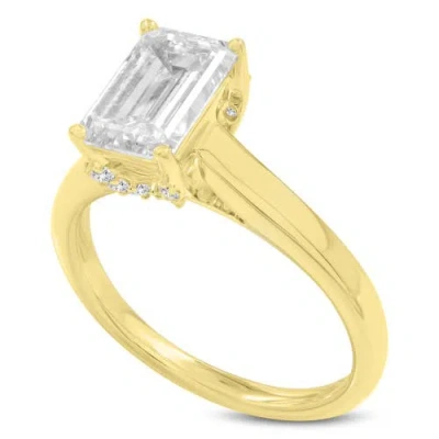 Luvmyjewelry Narine 14k Yellow Gold Emerald Cut Lab Grown Diamond Hidden Halo Engagement Ring