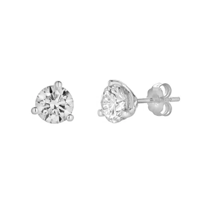 Luvmyjewelry Nasak 1.5 Ct Tw Non Certified Lab Grown Round Diamond Studs Martini 14k Gold Earrings In Silver