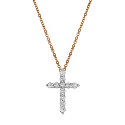 Luvmyjewelry Nazerath 10k Gold Cross Diamond Pendant In 10k Rose Gold