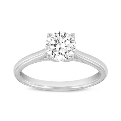 Luvmyjewelry Neli 14k White Gold Round Shape Lab Grown Diamond Solitaire Ring - 1.07 Ct In Silver