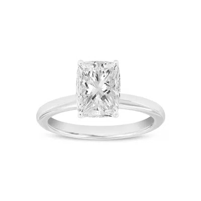 LUVMYJEWELRY NISRINE 14K WHITE GOLD CUSHION CUT LAB GROWN DIAMOND SOLITAIRE ENGAGEMENT RING - 2.32 CT