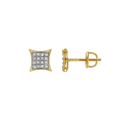 Luvmyjewelry Nobreza 10k Yellow Gold Diamond Unisex Earrings - 0.12 Cts